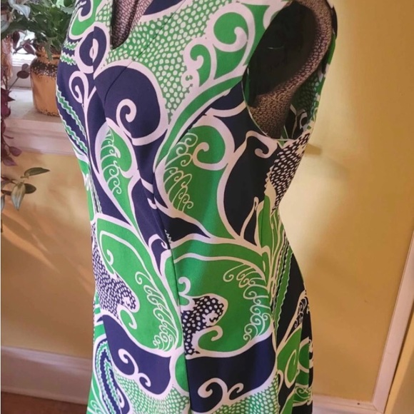 Vintage
1960 Helmar Boutique funky Poly print dress green, navy-blue,white. US14 - Picture 3 of 6